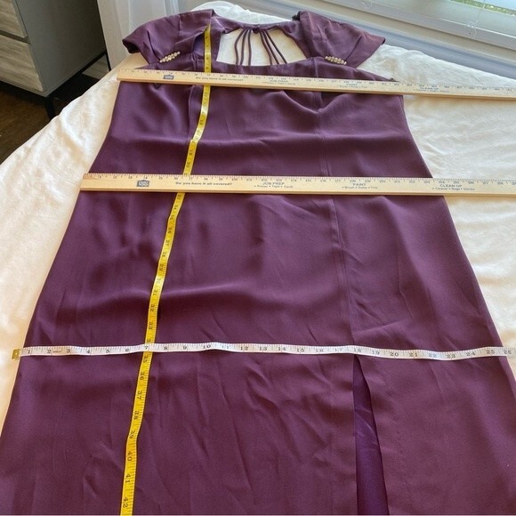 Formal Dress Maxi Purple Rhinestone Cut Out Lace Pleat Sexy Roberta SZ 20 - Picture 11 of 14